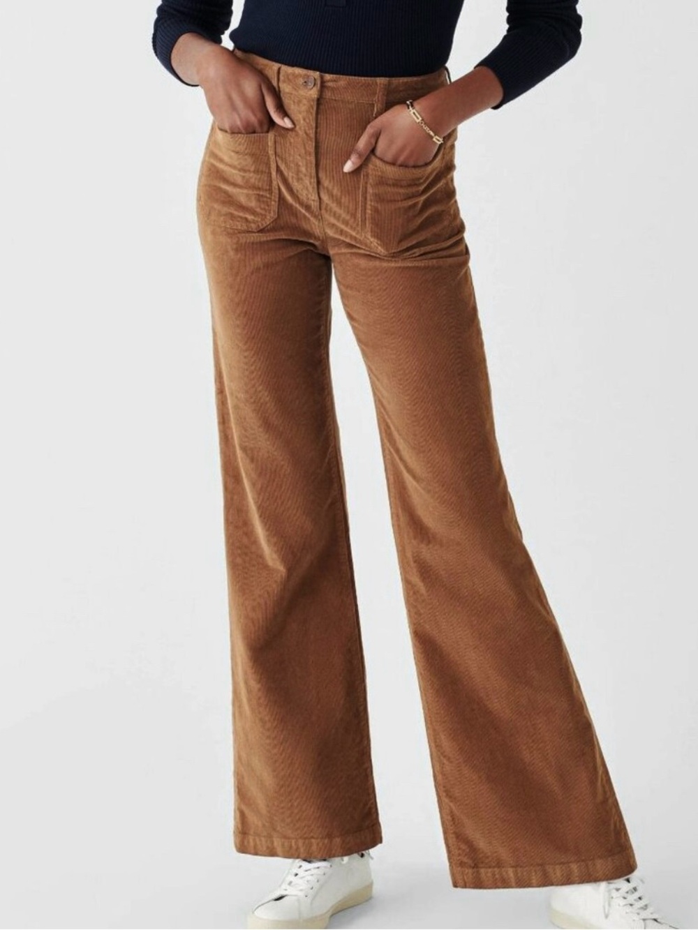 Faherty Corduroy Patch Pocket Wide Leg Pants 26 Cognac